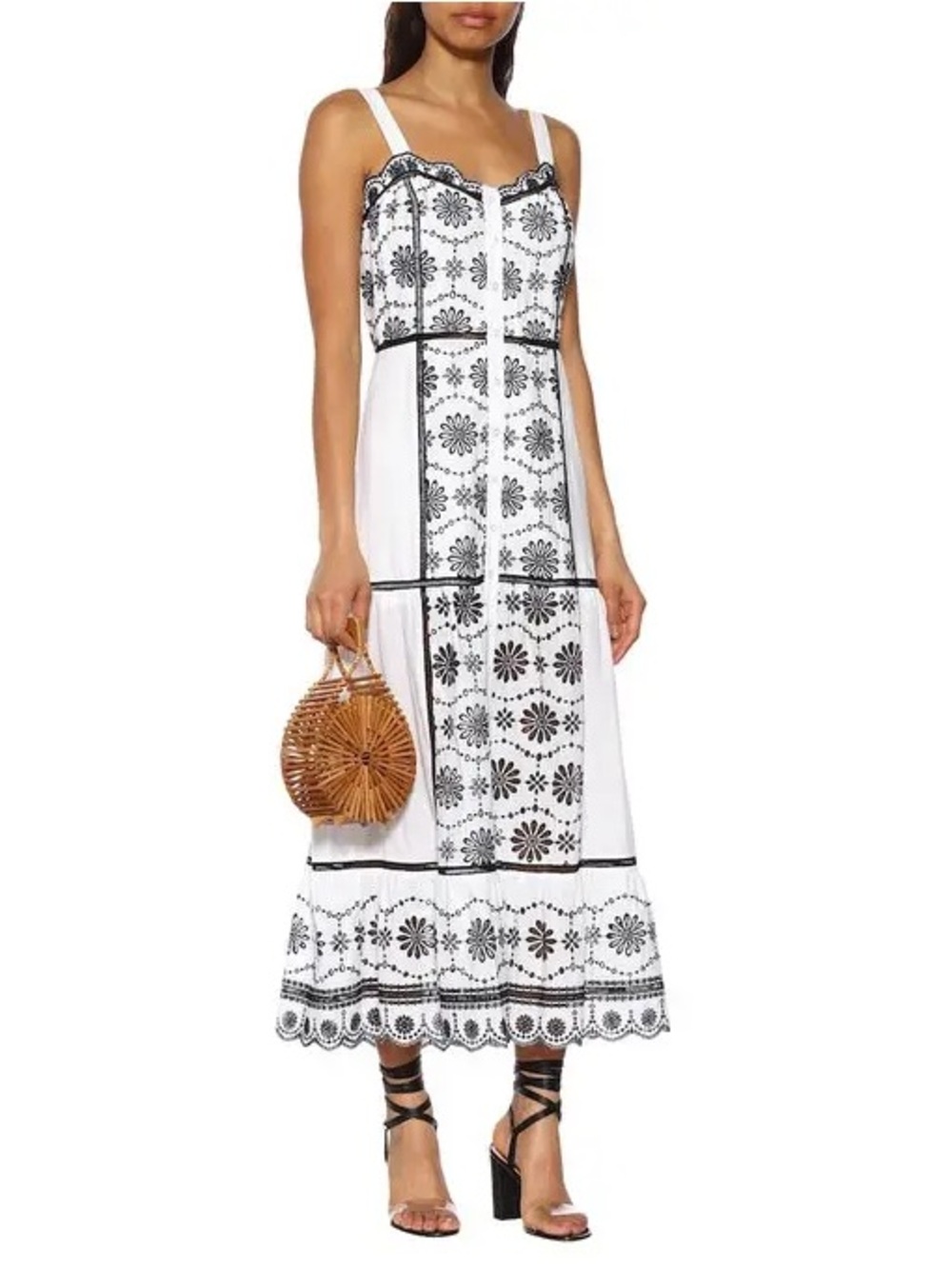 VeronicaBeard Embroidered Maxi Dress size 4 - Picture 4 of 7